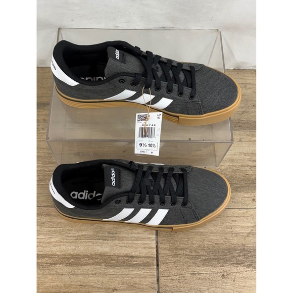 Adidas Daily 4.0 Mens Charcoal Grey White Stripes Gum Sole Sneakers Size 9.5 - Picture 11 of 11